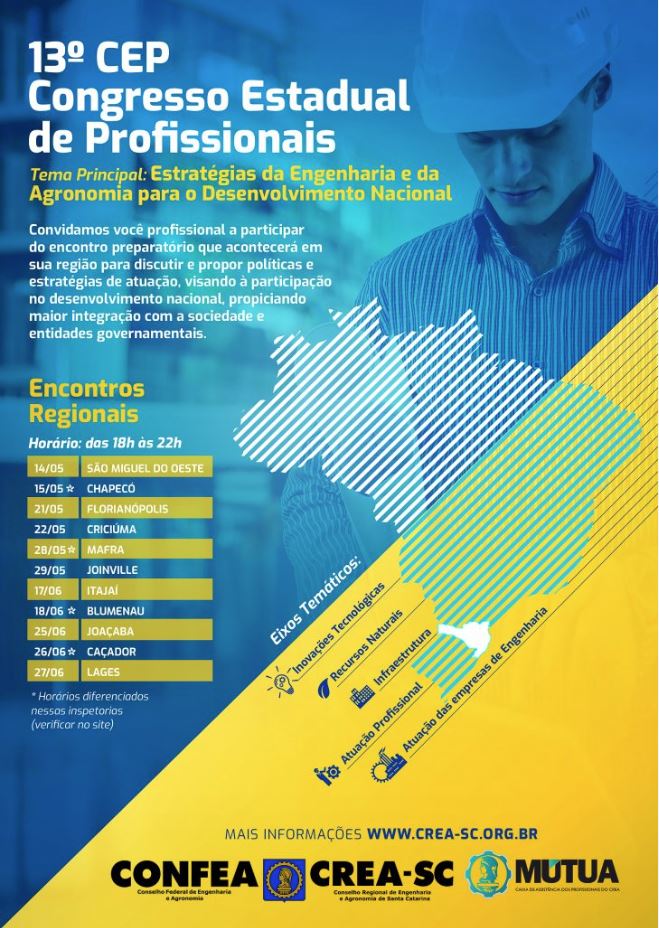 Convite para o 13º Congresso Estdual de Profissionais em Santa Catarina