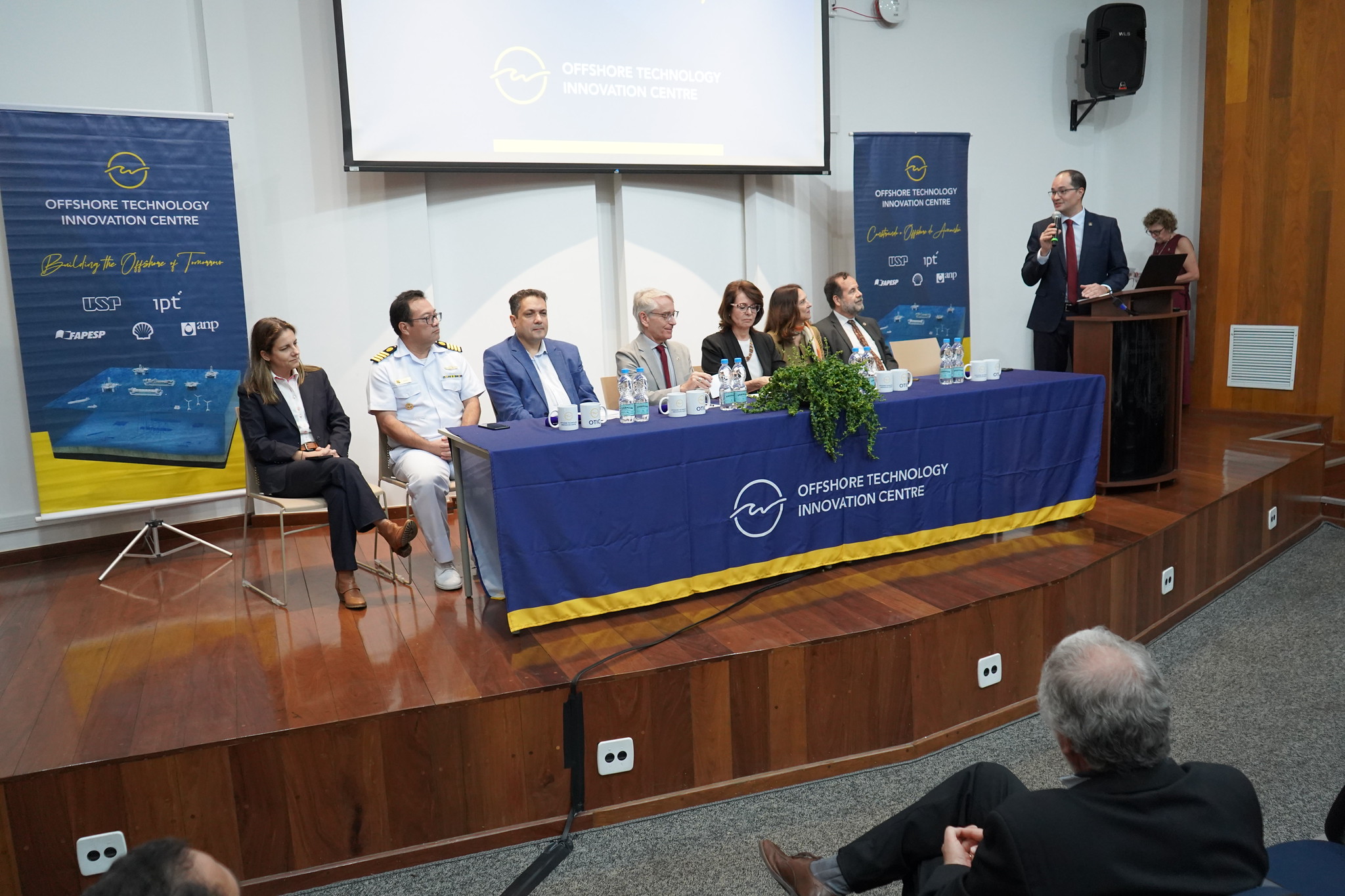 Diretor-executivo do OTIC, eng. naval ocean. Gustavo Assi, durante a inauguração da sede e dos novos laboratórios do Centro de Inovação em Tecnologia para Alto-Mar, da Poli-USP, em abril último
