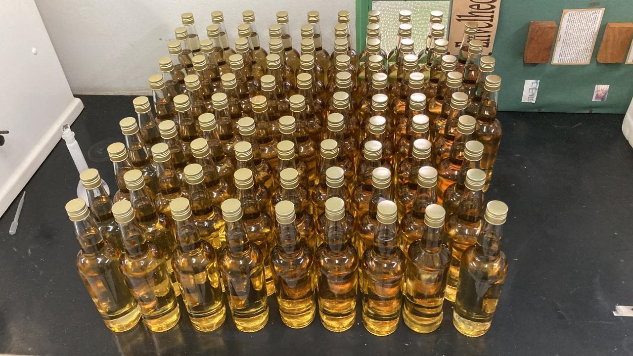 Cachaça produzida pelos alunos do Instituto