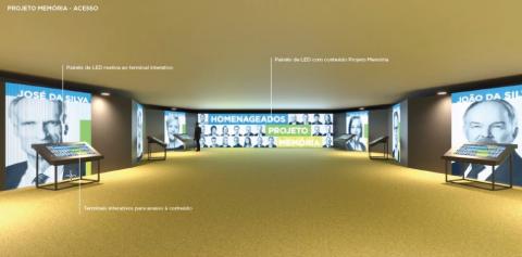 Simulação virtual do túnel por onde os participantes entrarão em contato com os homenageados, no acesso às palestras da Soea 