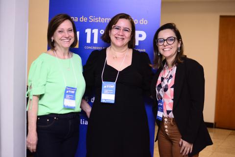 Secretárias Lígia Francovig Rachid (Crea-PR), Helenice Garcia (Crea-SE) e Wanessa Rocha (Crea-GO), ao final da sistematização