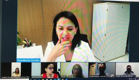 Ouvidora do Confea, Adriane Chendalier, conversa com ouvidores de Creasda região Norte, em processo que envolverá as demais ouvidorias dos regionais