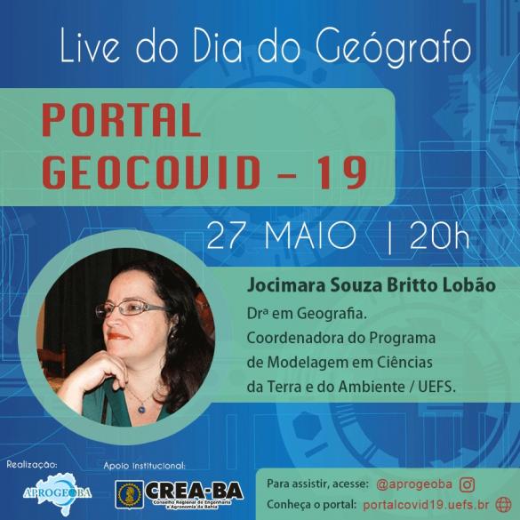 cartaz divulga live sobre o portal geocovid-19