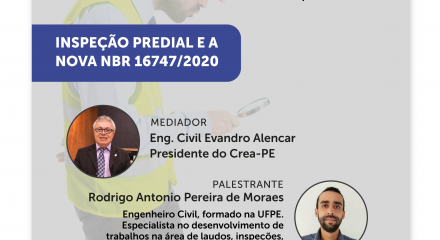 cartaz divulga live do crea-pe sobre inspeção predial