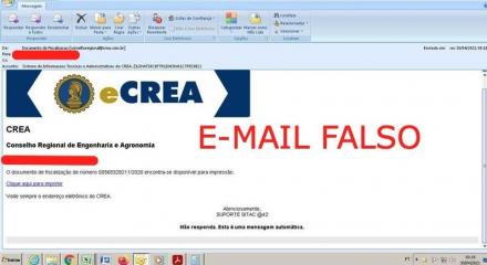 mensagem falsa encaminhada ao Crea