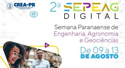 cartaz divulga a Semana Paranaense de Engenharia, Agronomia e Geociências, realizada de 9 a 13 de agosto