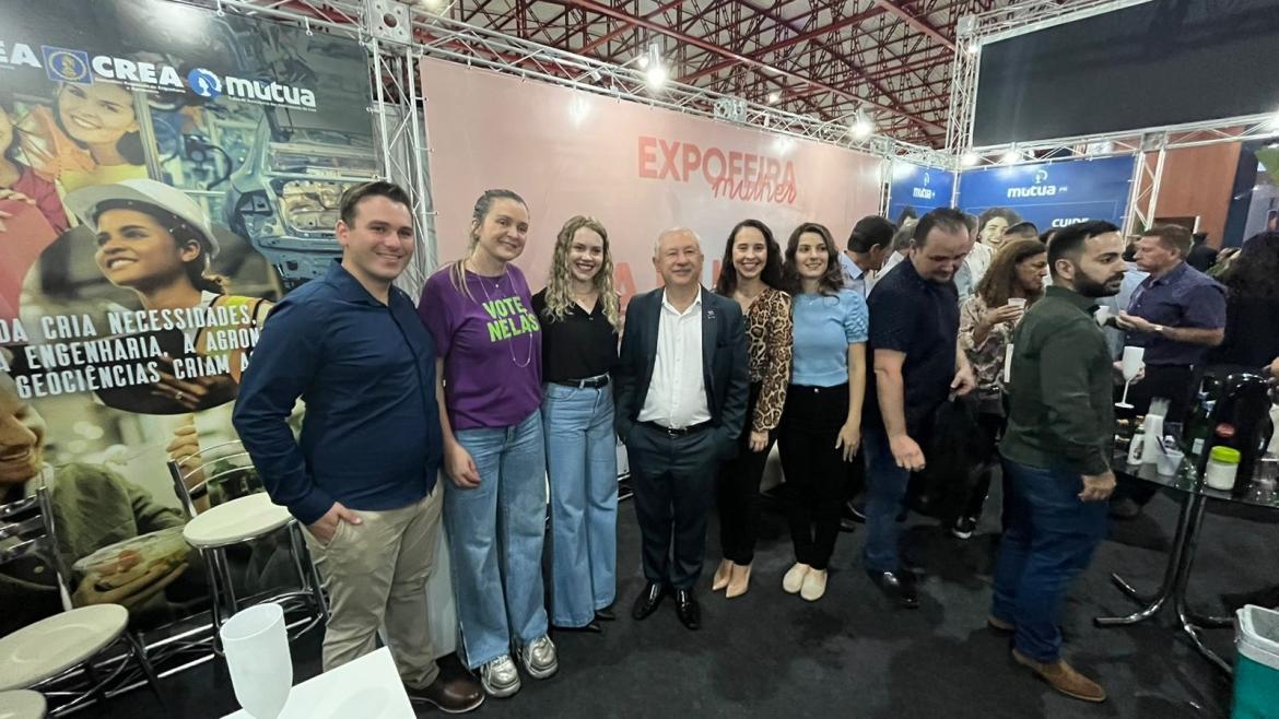 Presidente da Sudenge, Vinicius Perin: apoio do Confea valoriza a participação feminina no Sistema. Presidente Ricardo Rocha acompanhou a abertura da Expofeira Mulher