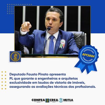 Deputado Fábio Pinato (PP-SP): defesa do laudo técnico de avaliação de imóveis por engenheiros, agrônomos e arquitetos