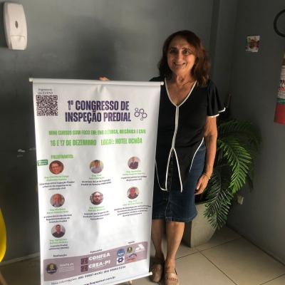 Presidente do Ibape-PI, eng. civ. Mércia Bezerra, organizadora do Congresso